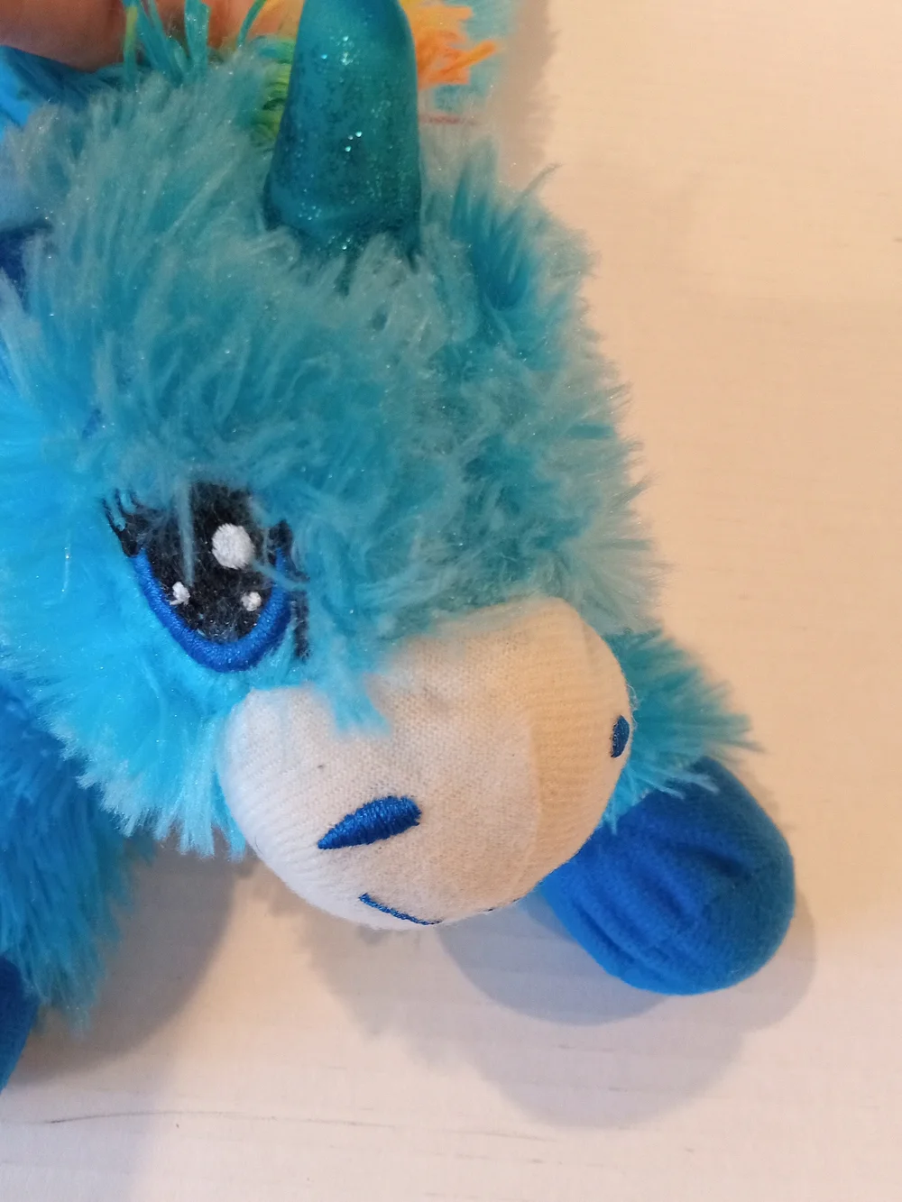 GOFFA Blue Rainbow Mane Plush Unicorn Stuffed Toy